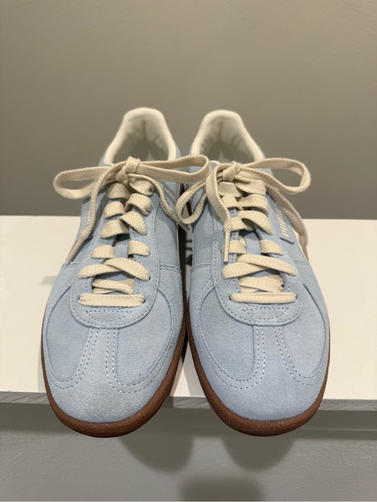 Puma Shoes - Puma Light Blue Suede Palermo Sneakers with Cream Laces